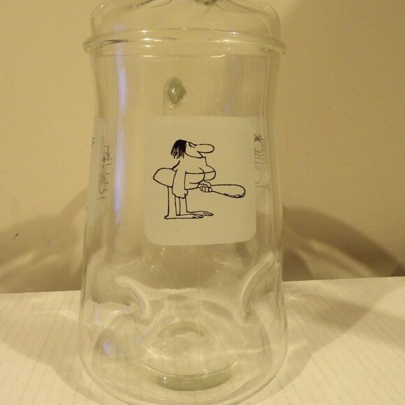 + VTG BC Caveman '70s Comics Clear Glass Pitcher & 5 Glass Set Dimpled Grog Hart - Picture 3 of 8